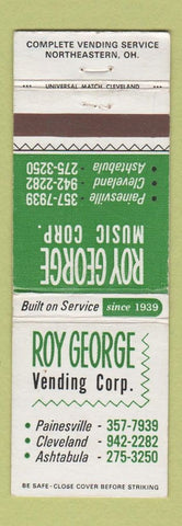 Matchbook Cover - Roy George Vending Music Painesville Cleveland Ashtabula OH