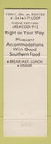 Matchbook Cover - New Perry Hotel Motel Perry GA