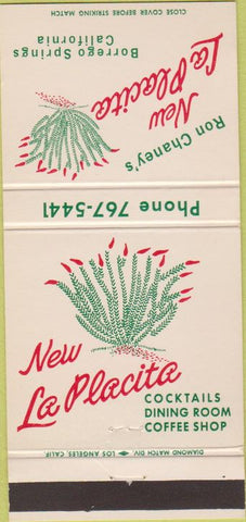 Matchbook Cover - New La Placita Borrego Springs CA 30 Strike