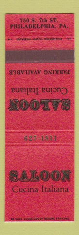 Matchbook Cover - Saloon Cucina Italiana Italian Philadelphia PA