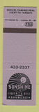 Matchbook Cover - Sunshine Liquor and Deli