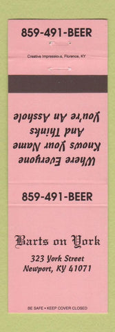 Matchbook Cover - Barts on York Newport KY