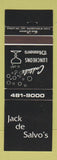 Matchbook Cover - Jack de Salvo's Restaurant Milwaukee WI