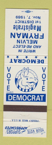 Matchbook Cover - Melvin Fryman Magistrate Election 1989