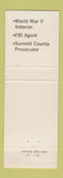 Matchbook Cover - Mayor John Ballard Akron OH Election