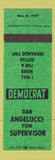 Matchbook Cover - Dan Angelucci for Supervisor Shenango Township PA 1977