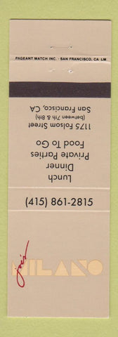 Matchbook Cover - Joe's Milano Restaurant San Francsico CA