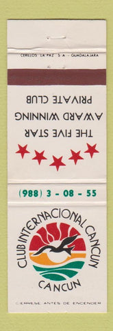 Matchbook Cover - Club Internacional Cancun Mexico
