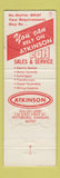 Matchbook Cover - Atkinson Mine Power Equipment Coal Pittburg KS
