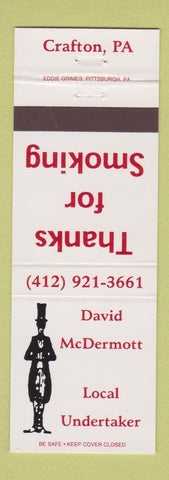 Matchbook Cover - David McDermott Local Undertaker Crafton PA