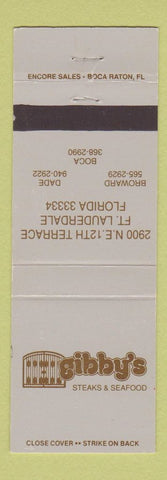 Matchbook Cover - Gibby's Steak Fort Lauderdale FL