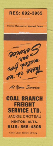 Matchbook Cover - Coal Branch Freight Service Jackie Croteau Hinton AB