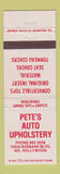 Matchbook Cover - Pete's Auto Upholstery North Hollywood CA