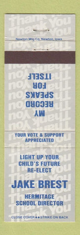 Matchbook Cover - Jake Brest Hermitage School Director