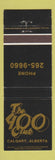 Matchbook Cover - 400 Club Calgary AB