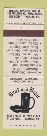 Matchbook Cover - Brat and Brau Oshkosh WI Madison Menasha