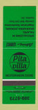 Matchbook Cover - Pita Villa Mediterranean Restaurant Hamilton ON GREEN