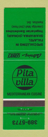 Matchbook Cover - Pita Villa Mediterranean Restaurant Hamilton ON GREEN