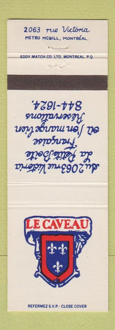 Matchbook Cover - Le Caveau French Restaurant Montreal QC