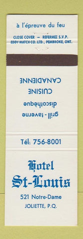 Matchbook Cover - Hotel St Louis Joliette QC