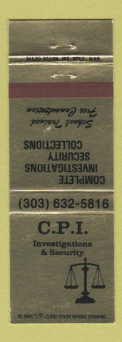 Matchbook Cover - CPI Investigations Security