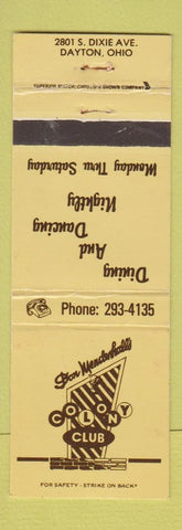 Matchbook Cover - Don Mendenhall's Colony Club Dayton OH