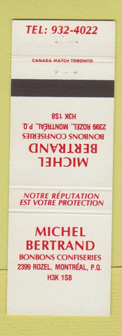 Matchbook Cover - Michel Bertrand Bonbons Confiseries Montreal QC