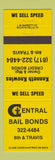 Matchbook Cover - Central Bail Bonds Wichita Falls TX