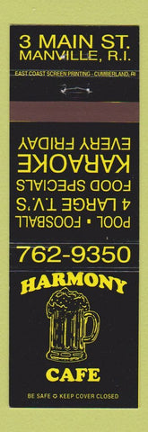 Matchbook Cover - Harmony Cafe Manville RI foosball billiards