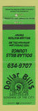 Matchbook Cover - Dollar Bills Lounge Jefferson City MO GREEN