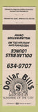 Matchbook Cover - Dollar Bills Lounge Jefferson City MO PEACH