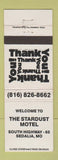 Matchbook Cover - Stardust Motel Sedalia MO