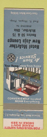 Matchbook Cover - Hotel McArthur New Jaja Lounge McArthur OH low phone #