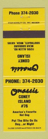 Matchbook Cover - Onassis Coney Island Southgate MI