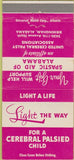 Matchbook Cover - Cerebral Palsy Treatment Birmingham AL Spastic Aid 30 Strike