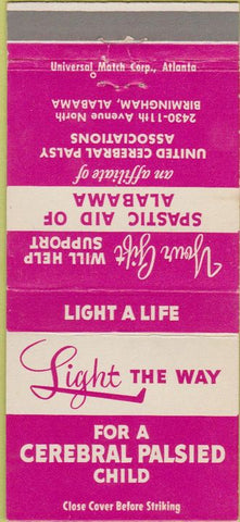 Matchbook Cover - Cerebral Palsy Treatment Birmingham AL Spastic Aid 30 Strike