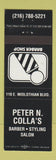 Matchbook Cover - Peter N Colla's Barber Shop