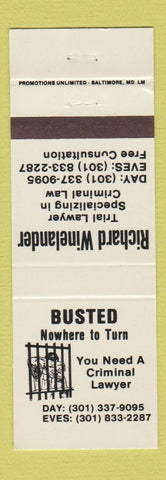 Matchbook Cover - Richard Winelander Lawyer