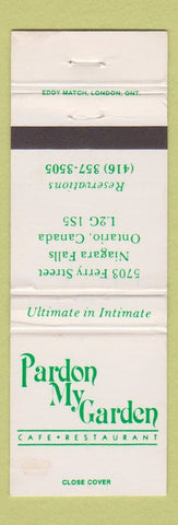 Matchbook Cover - Pardon My Garden Restaurant Niagara Falls ON WEAR