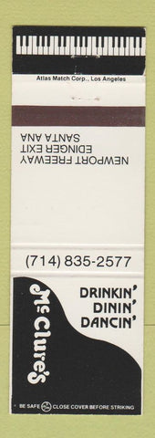 Matchbook Cover - McClure's Restaurant Santa Ana CA