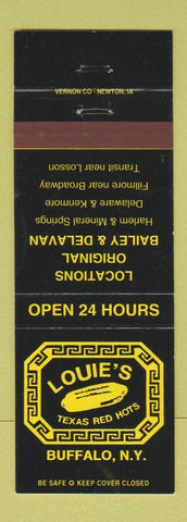 Matchbook Cover - Louie's Texas Red Hots Buffalo NY
