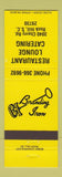 Matchbook Cover - Branding Iron Restaurant Rock Hill SC