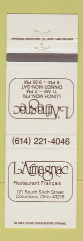 Matchbook Cover - L'Armagnac Restaurant French Columbus OH