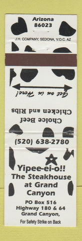 Matchbook Cover - Yipee ei o!! Steak House Grand Canyon AZ