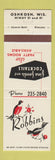 Matchbook Cover - Robbins Restaurant Oshkosh WI