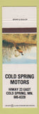 Matchbook Cover - Cold Spring Motors Cold Spring MN