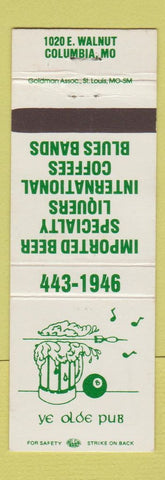 Matchbook Cover - Ye Olde Pub Columbia MO billiards darts