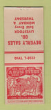 Matchbook Cover - Beverly Sales Livestock Salina KS BOBTAIL