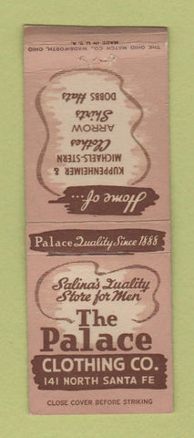 Matchbook Cover - Palace Clothing Store Salina KS BOBTAIL