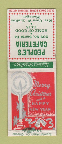 Matchbook Cover - People's Cafeteria Salina? KS Christmas BOBTAIL